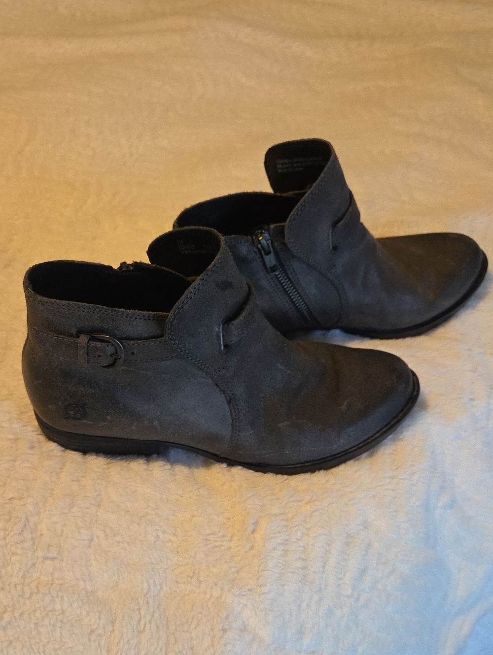 Born Women's Suede Zip Ankle Boots - Gray